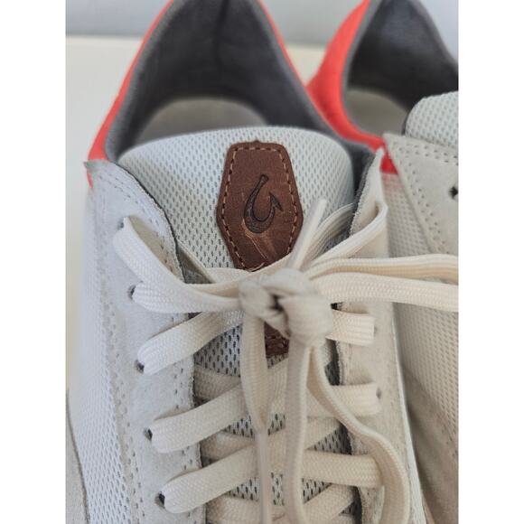 Olukai Mio Li Men’s Size 9.5 Neutral & Coral Sneakers Sude Mesh Comfort Travel - Picture 6 of 8